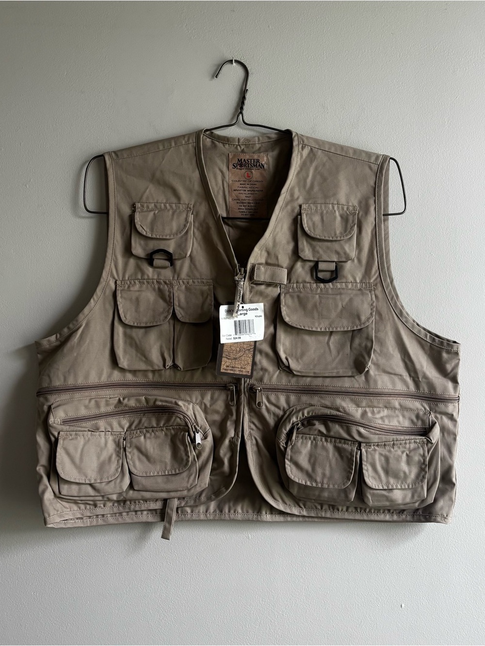 Master Sportsman Men's Utility Fishing Vest in Taupe